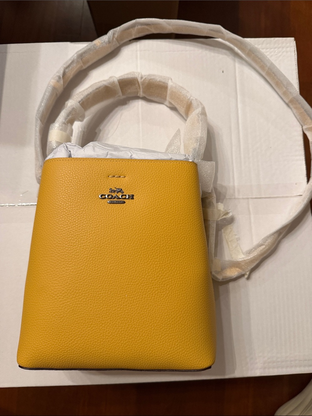 Coach Pebbled Leather Crossbody Bag - Mustard Yellow